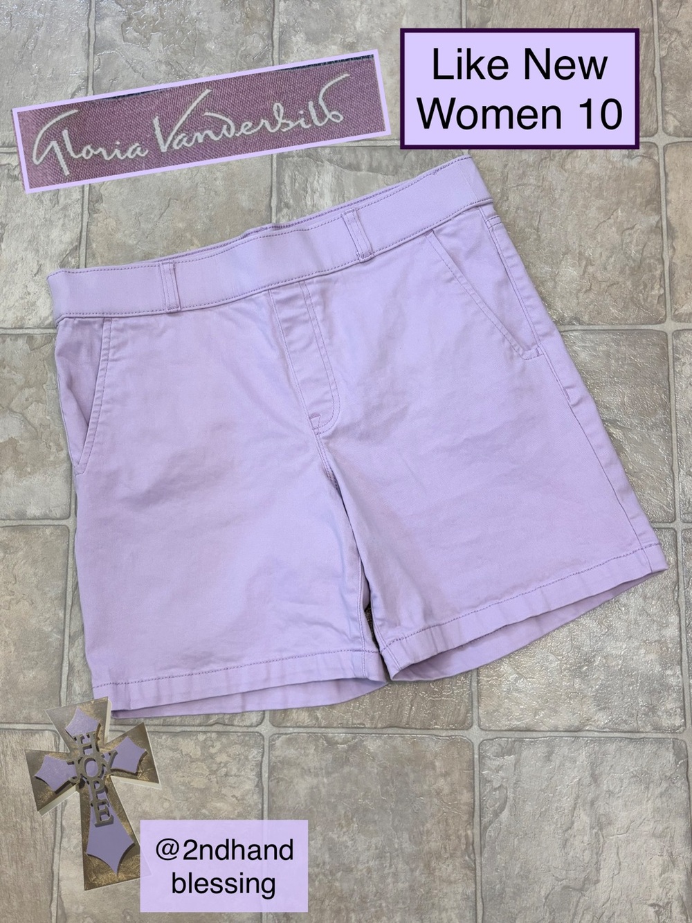 Like New Gloria Vanderbilt Shape Effect High Rise Shorts Women 10, Lavender, 7in